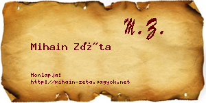 Mihain Zéta névjegykártya